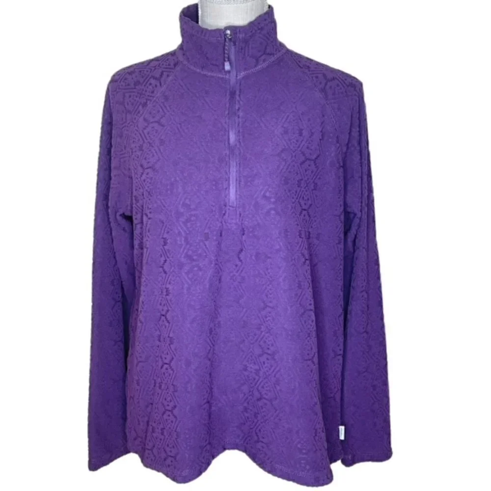 EDDIE BAUER Purple Fleece 1/4 Zip Pullover - Size Large - Picture 1 of 7